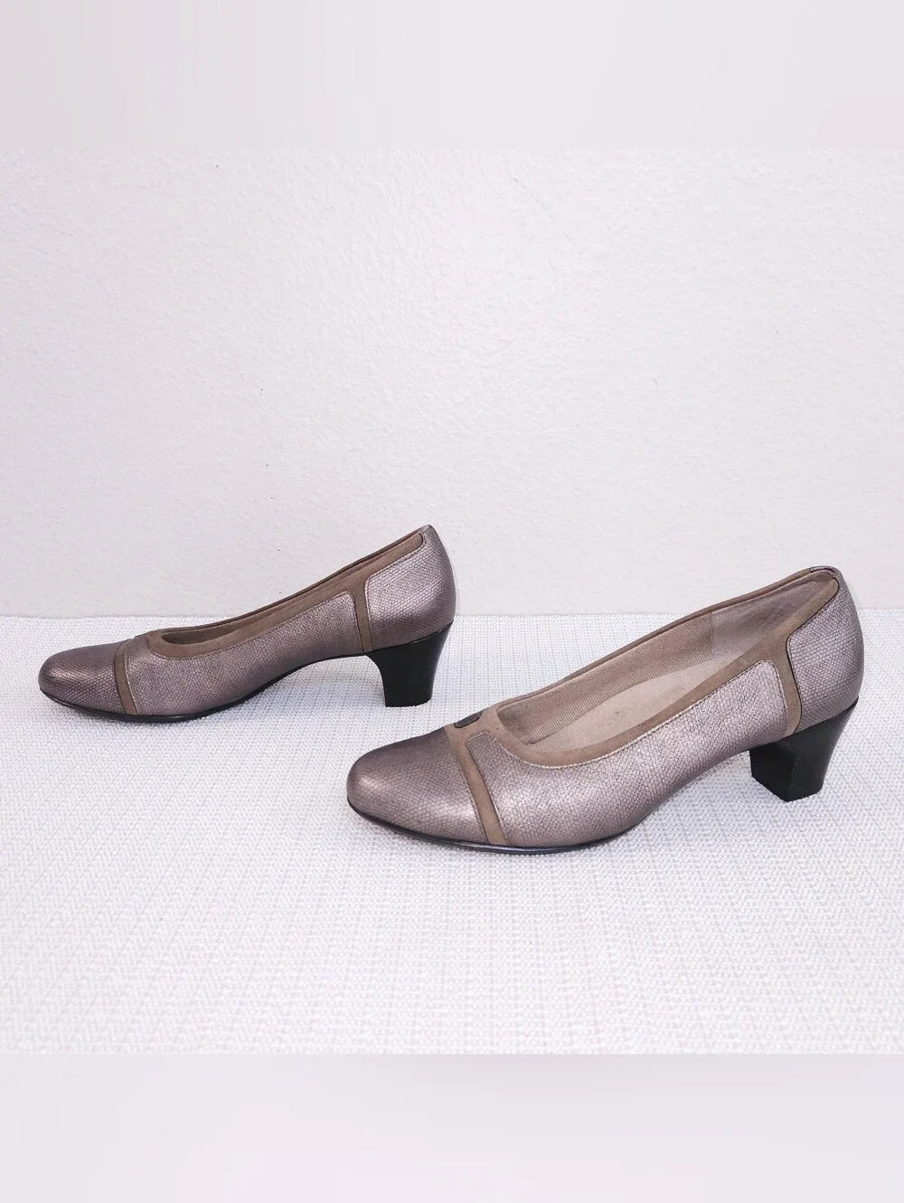MUNRO Jillian Heel Pumps Metallic Leather Comfort Shoes US 8.5 N